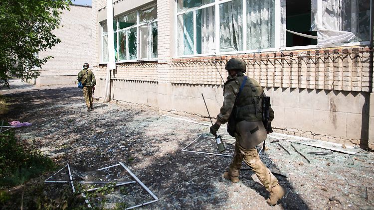 Tschetschenische Kämpfer, die an der Seite Russlands kämpfen, am 29. Mai in Sjewjerodonezk.