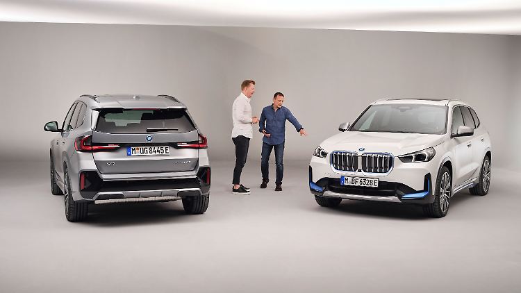 Der Autor im Gespräch mit dem Produktmanager des neuen BMW X1, Tobias Hegar (v.r.).