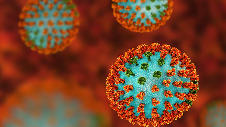3D-Darstellung von Influenzaviren (H3N2).