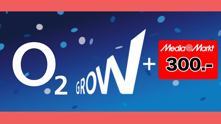 Bei Media Markt gibt es zum o2-Grow-Tarif 300 Euro Einkaufsguthaben.
