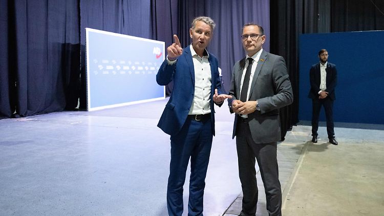 Geben die Richtung vor: Höcke und Chrupalla.