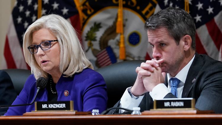 Adam Kinzinger und Liz Cheney zusammen im Untersuchungsausschuss zum Angriff auf das US-Kapitol.