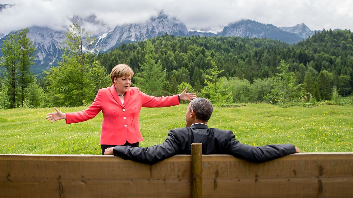Merkel und Obama vor sieben Jahren in Elmau.