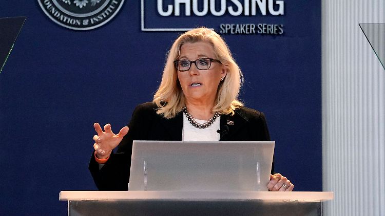 Cheney während ihrer Rede in Kalifornien. Die 55-Jährige ist die Tochter des ehemaligen US-Vizepräsidenten Dick Cheney.