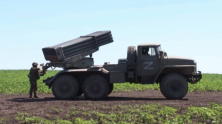 Russischer Mehrfachraketenwerfer in der Ukraine. 