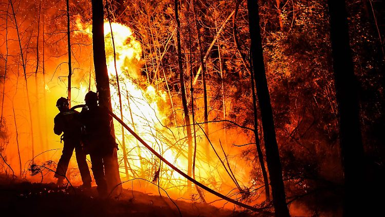 "Dieses Feuer ist ein Mega-Feuer", warnte Feuerwehr-Sprecher Tanguy Sagères.