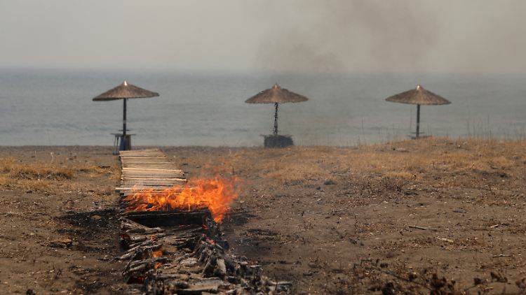 Die Flammen fraßen sich in Vatera bis zum Strand vor.