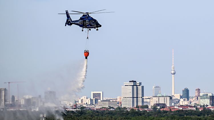Einsatz über dem Grunewald in Berlin: Ein Hubschrauber der Bundespolizei.