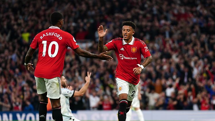 Jadon Sancho (rechts) und Marcus Rashford schossen den wichtigen Sieg für Man United heraus.