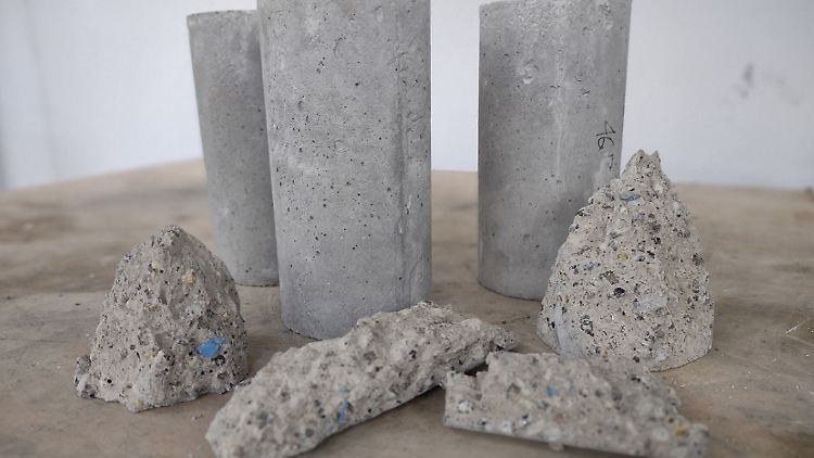 Der Beton des RMIT-Teams, der mit geschredderten Einmalkitteln  hergestellt wurde. 