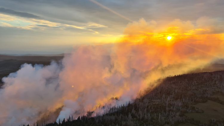 Das Feuer am Brocken war am Samstag entdeckt worden.