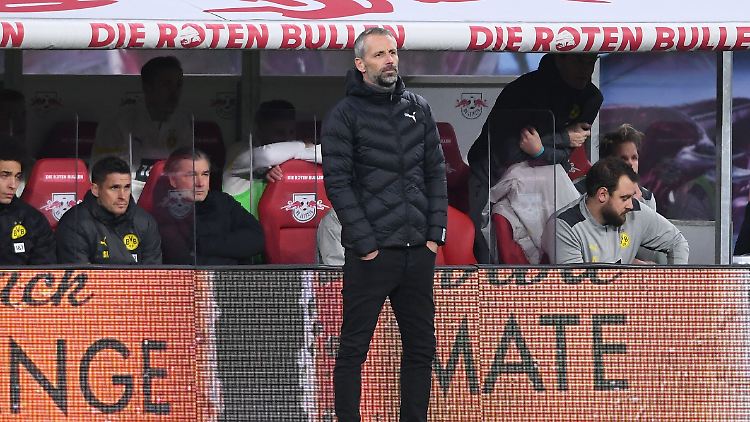 Marco Rose als BVB-Trainer bei einer Niederlage in Leipzig im Herbst 2021. 