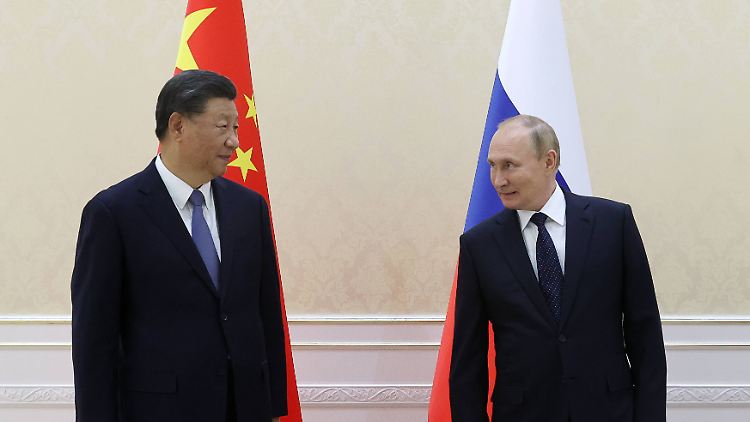 Fast auf Augenhöhe: Russlands Präsident Putin und Chinas Staatschef Xi beim Gipfel der "Shanghai-Gruppe".
