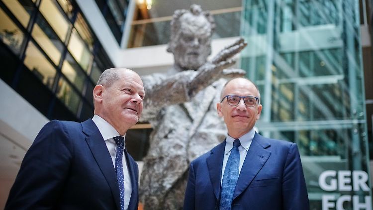 Letta zu Besuch bei Scholz im Willy-Brandt-Haus