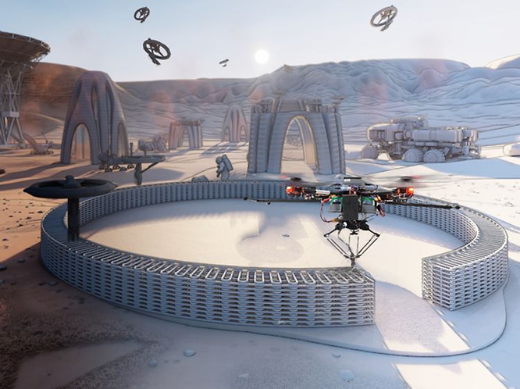 So könnte das Konzept von Aerial AM in extra-terrestrischen Missionen und extremen Polarregionen aussehen.