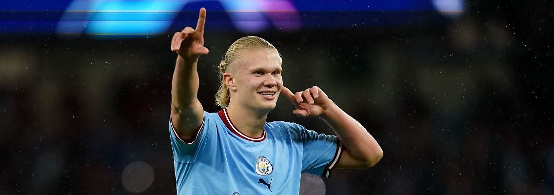 Manchesters Erling Haaland jubelt über sein Tor zum 2:0 gegen den FC Kopenhagen.