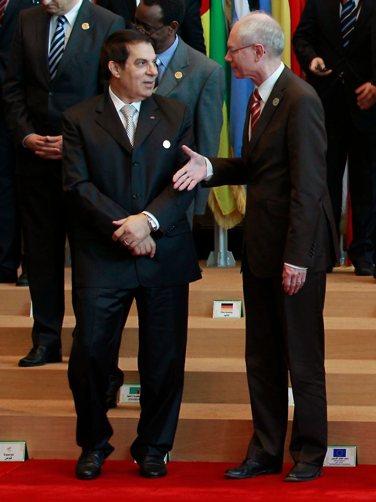 Tunesien ist über ein Assoziierungsabkommen mit der EU verbunden (im Bild Ben Ali und Herman Van Rompuy, Präsident des Europäischen Rates).