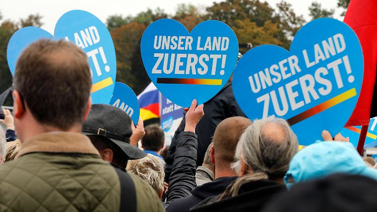 AfD-Anhänger auf einer Demonstration am Samstag in Berlin.