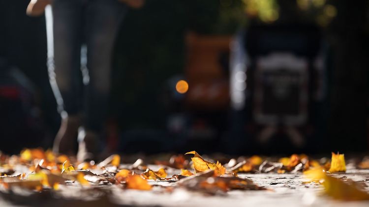 Bei Trockenheit weniger rutschig als bei Nässe: Herbstlaub auf Gehwegen und Straßen.