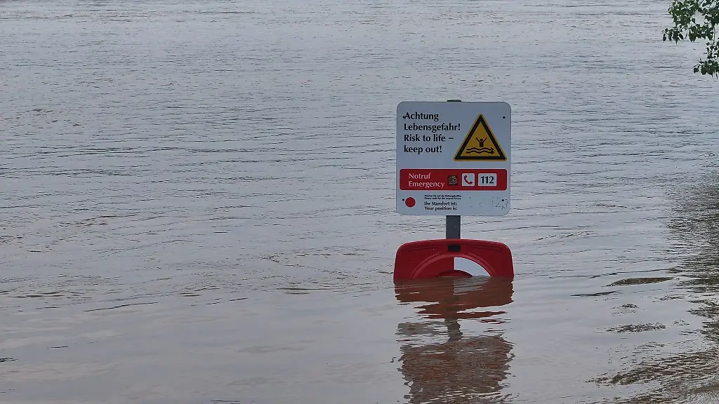 Ein-Schild-steht-im-Wasser-am-Rheinufer