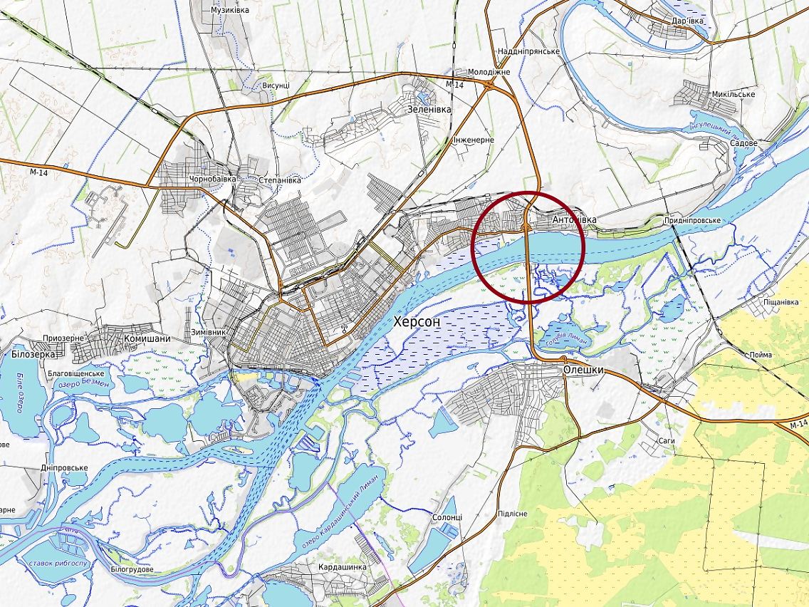 In Reichweite ukrainischer HIMARS-Raketen: Die Antoniwka-Brücke bei Cherson.