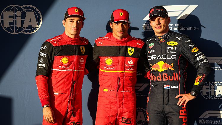 Charles Leclerc, Carlos Sainz und Max Verstappen