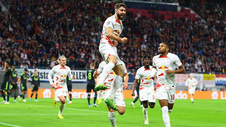 Josko Gvardiol bejubelt das 1:0 für Leipzig gegen Madrid.