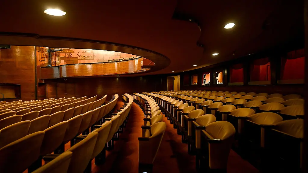 Blick-in-den-Zuschauerraum-in-einem-Theater