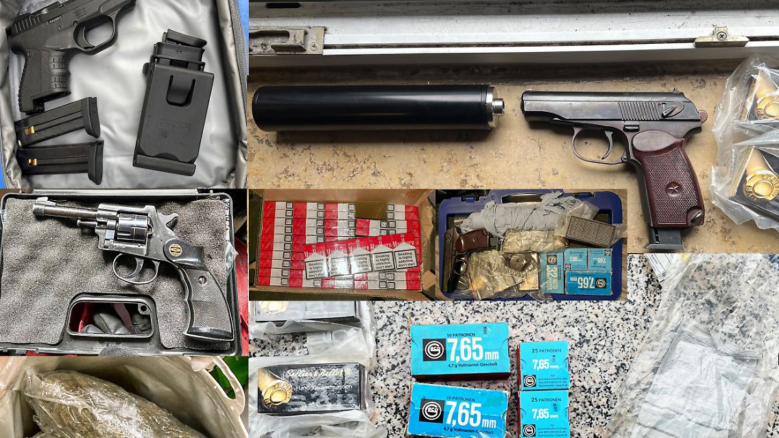 Bei Durchsuchungen im Ruhrgebeit hat die Polizei Sprengstoff, Waffen und Drogen sichergestellt.