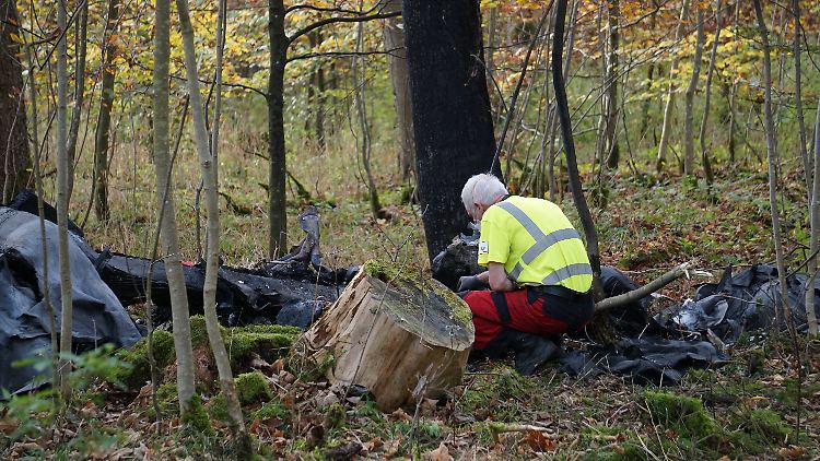 Einsatzkräfte untersuchten die Absturzstelle des Kleinflugzeugs.