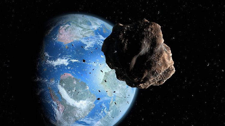 Künstlerische Darstellung eines Asteroiden in Erdnähe - ein Brocken von ähnlicher Größe wie 2023 DZ2 kommt selten vorbei.