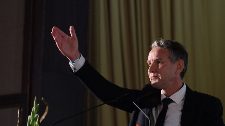"Ich möchte, dass wir das Establishment jagen", sagt Höcke auf dem parteitag in Pfiffelbach.