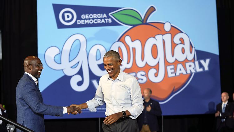 Der Demokrat Raphael Warnock wird im Wahlkampf auch von Ex-Präsident Barack Obama unterstützt.