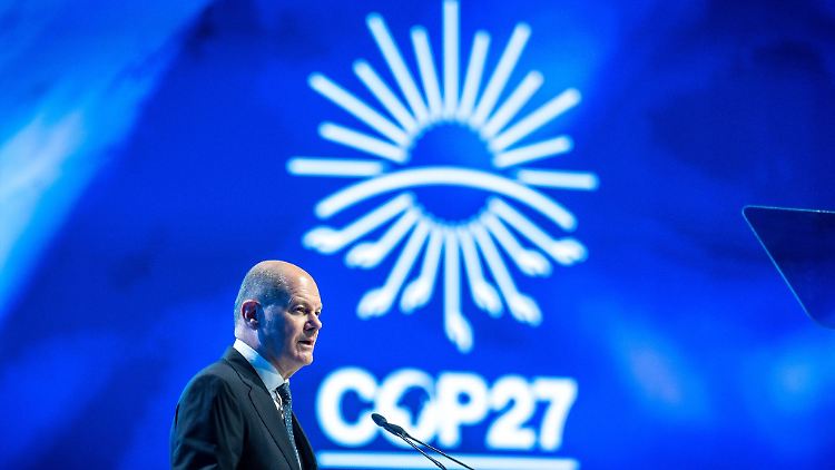 Bundeskanzler Olaf Scholz spricht bei der Weltklimakonferenz COP27.