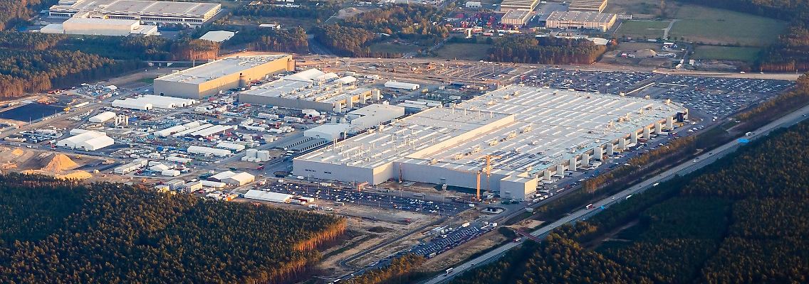 Das Werksgelände der Tesla Fabrik Berlin Brandenburg.