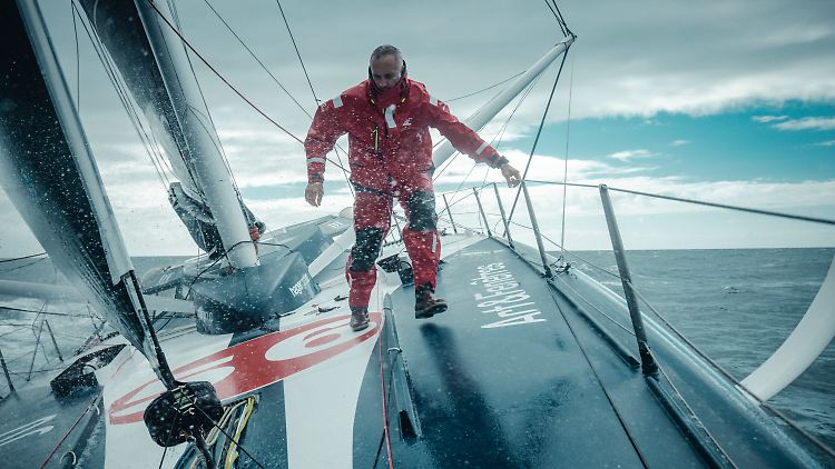 Amedeo beim Training für die Transatlantik-Regatta. 
