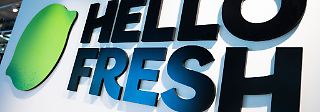 Das Logo des Unternehmens HelloFresh, aufgenommen im Hauptsitz des Unternehmens beim ersten "RoundTable Startups".