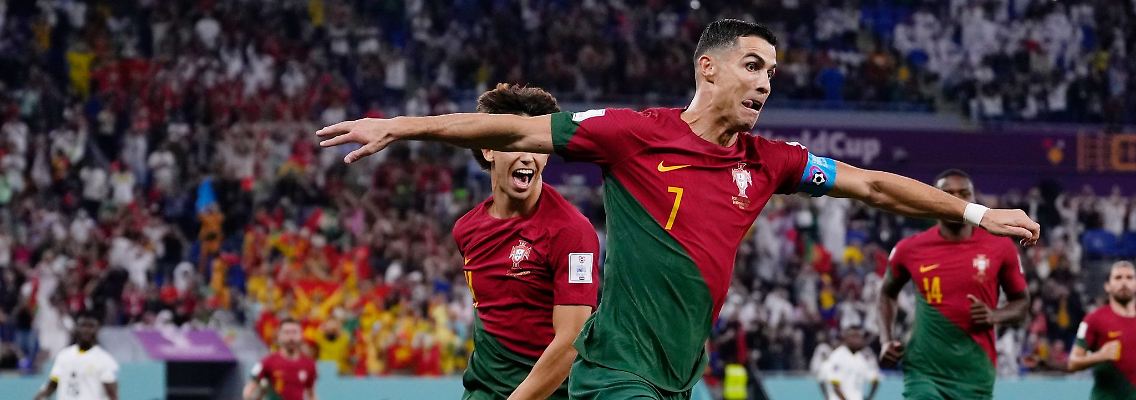 Portugals Superstar Cristiano Ronaldo jubelt nach seinem Treffer gegen Ghana.