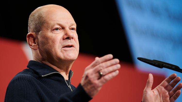 Scholz sprach auf dem Landesparteitag der SPD Brandenburg.