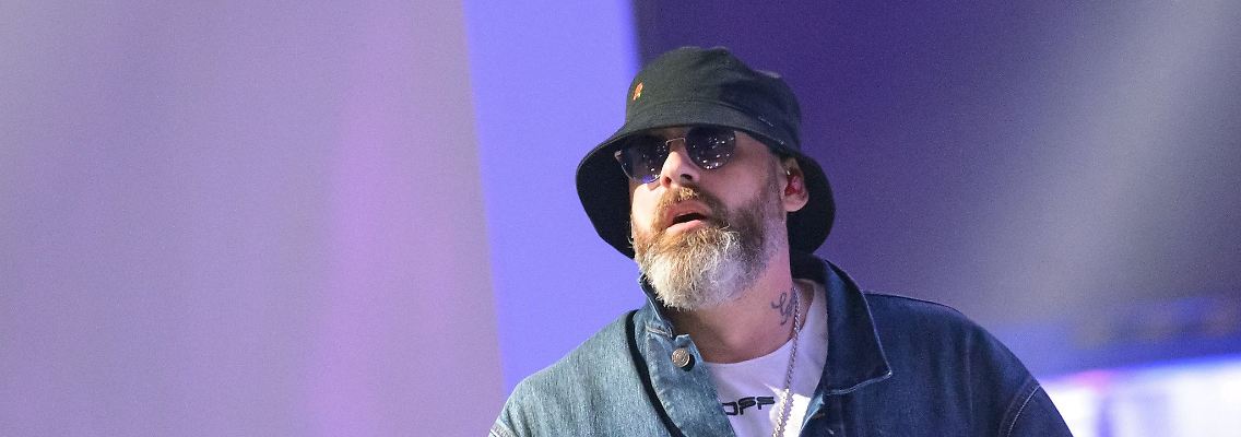 Rapper Sido bei seinem Überraschungskonzert in Hamburg.