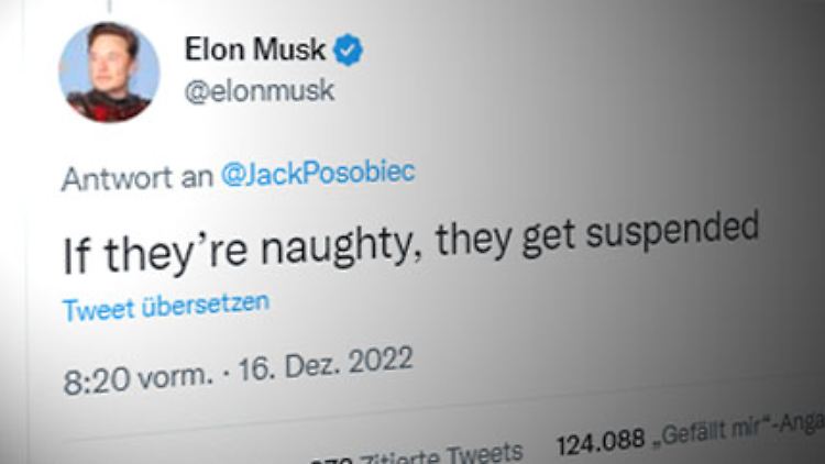 "Wer frech wird, wird ausgeschlossen", twittert Elon Musk.