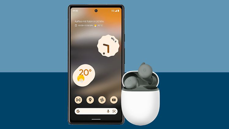 Das Google Pixel 6a gibt es samt Kopfhörern und Vertrag günstig bei Media Markt.