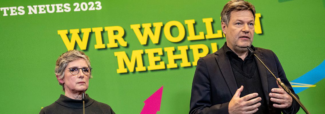 Sie wollen mehr Unterstützung für die Ukraine: Fraktionschefin Haßelmann und Vize-Kanzler Habeck.