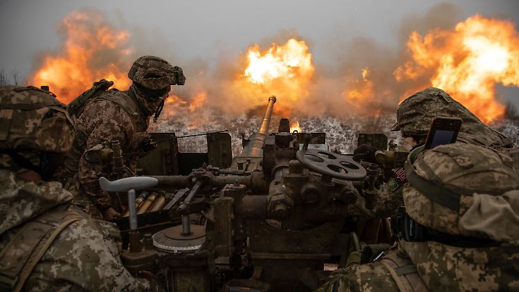 Ukrainische Soldaten im Raum Bachmut.