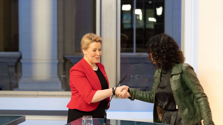 Die SPD unter Spitzenkandidatin Giffey (l.) landet knapp vor den Grünen unter Jarasch (r.).