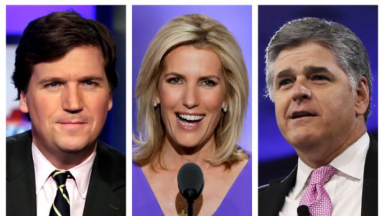 Die populären Gesichter von Fox News: Tucker Carlson, Laura Ingraham und Sean Hannity. (Archiv)