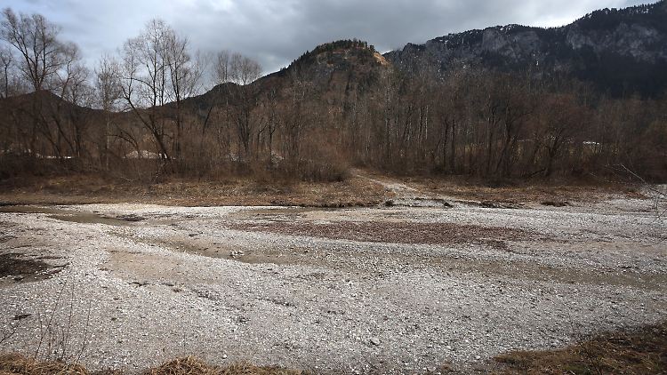 Nur wenig Wasser führt der Gebirgsbach Pöllat in Bayern. Angesichts der vielfach geringen Schneedecke in den Alpen und des regenarmen Februars droht laut Experten bald massive Trockenheit.