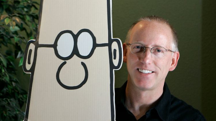 Scott Adams mit seiner berühmten Comic-Figur Dilbert.