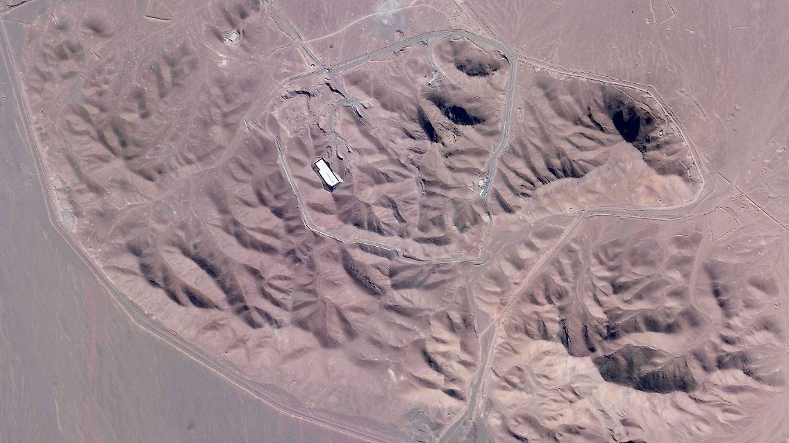 Dieses Satellitenbild von 2021 zeigt die unterirdische Anlage zur Uran-Anreicherung in Fordo im Iran.