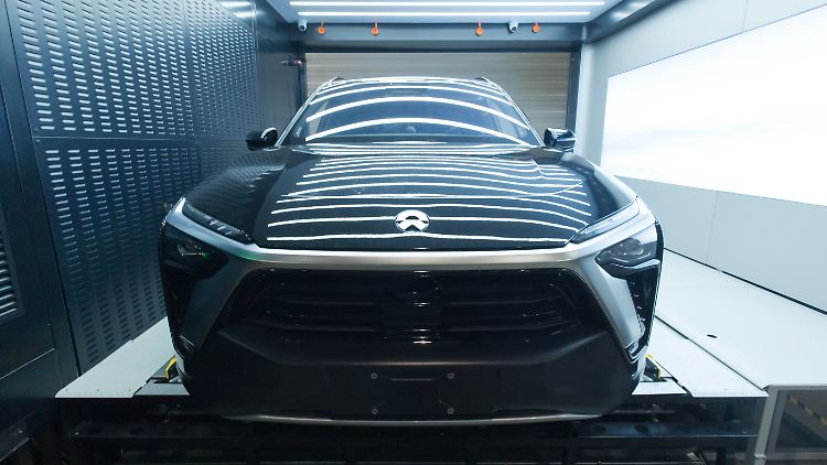 Batteriewechsel: ein Nio in einer Power Swap Station.